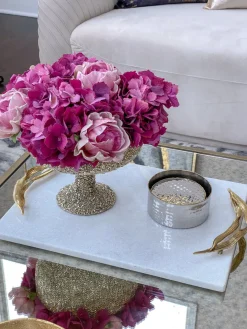 Inspire Me! Home Decor White Marble Tray With Gold Textured Handles And Edge Outlet