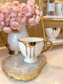 Inspire Me! Home Decor White Mug With Gold Handle (2 Styles) New