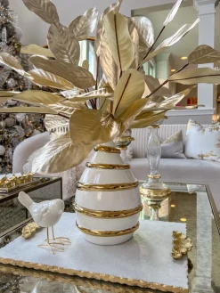Inspire Me! Home Decor White Orchid In Gold Detailed Pot Fashion