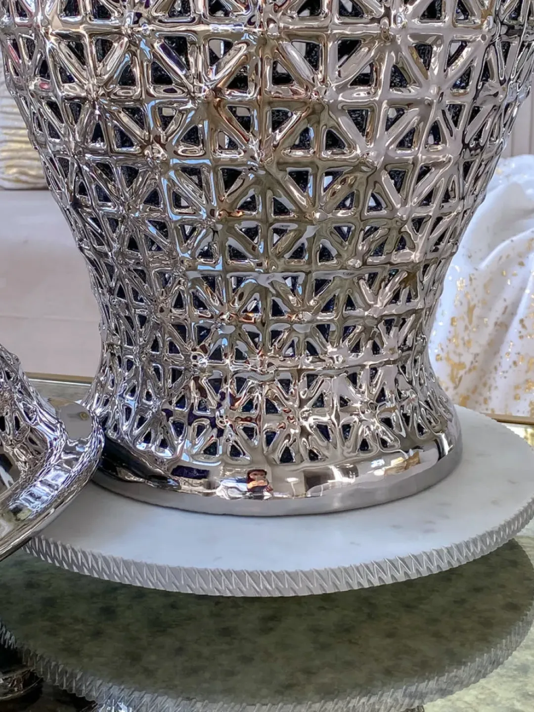Inspire Me! Home Decor White Porcelain Pitcher With Gold Beaded Handle Clearance