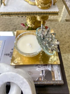 Inspire Me! Home Decor White Potted Faux Orchid In Gold Beveled Pot New