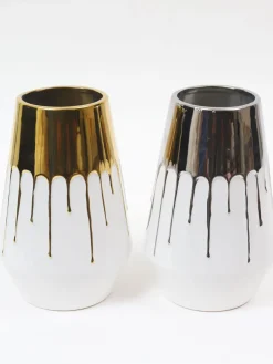 Inspire Me! Home Decor White Porcelain Geometrical Design Vase With Cut Out (2 Sizes) Online