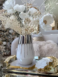 Inspire Me! Home Decor White Porcelain Geometrical Design Vase With Cut Out (2 Sizes) Online