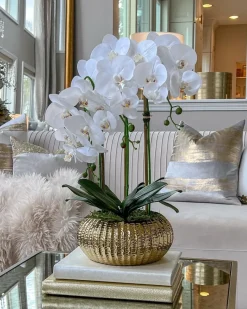 Inspire Me! Home Decor White Porcelain Vase With Gold Tree Design Discount