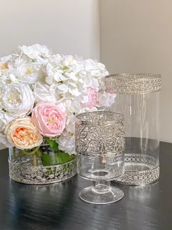 Inspire Me! Home Decor White Porcelain Vase With Stripe Design (2 Colors) Clearance