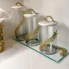 Inspire Me! Home Decor White & Silver Beaded Vanity Collection (3 Items) Each Sold Indiviually New