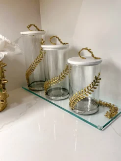 Inspire Me! Home Decor White & Silver Beaded Vanity Collection (3 Items) Each Sold Indiviually New