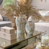 Inspire Me! Home Decor White Textured Ginger Jar With Gold Floral Design (3 Sizes) New