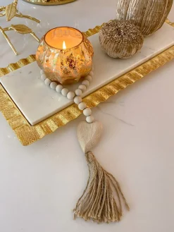 Inspire Me! Home Decor White Tissue Box Cover With Gold Leaf Design Base Best