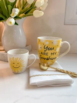 Inspire Me! Home Decor White Two Piece Coffee/Tea Set With Gold Accents Best