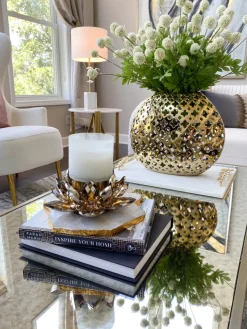 Inspire Me! Home Decor Wide Cut-Out Gold Vase Fashion
