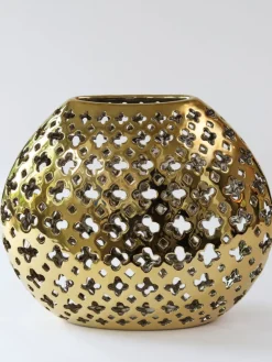 Inspire Me! Home Decor Wide Cut-Out Gold Vase Fashion