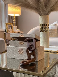 Inspire Me! Home Decor Wood Gold And White Tissue Box Cover Outlet