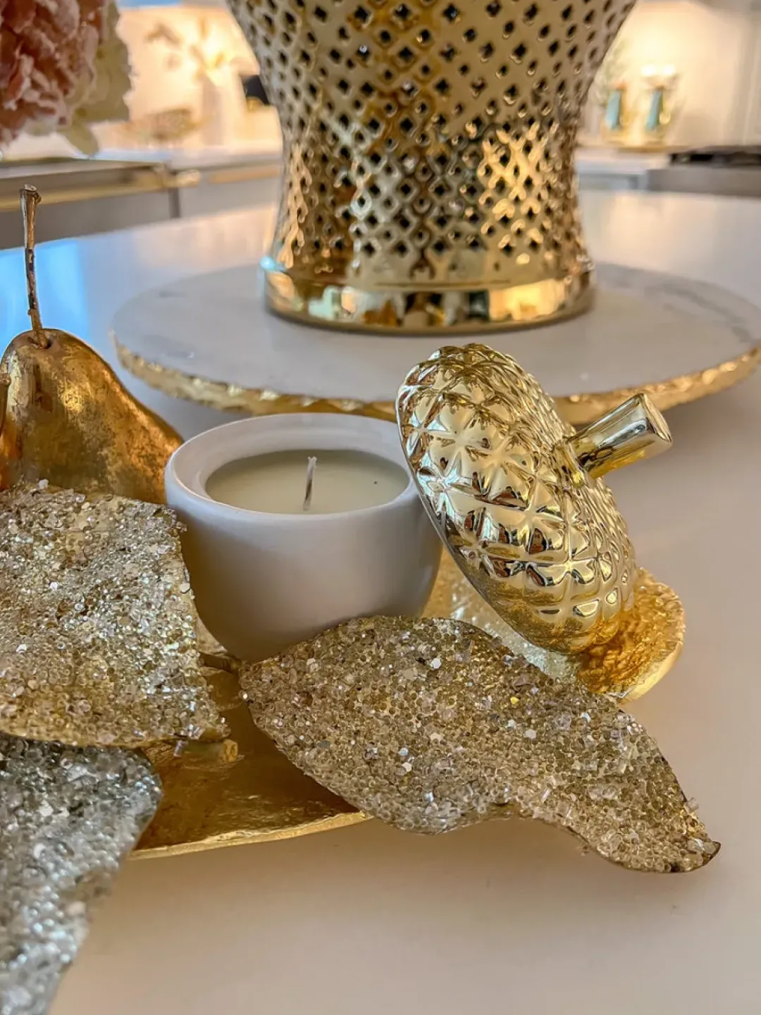 Inspire Me! Home Decor X-Tall Gold Textured Candle Holders (3 Sizes) Sale