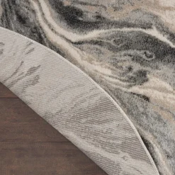 Inspire Me! Nourison Elegance Round Area Rug – Grey/Charcoal/Beige (3 Sizes) PILLOWS, RUGS, & THROWS Clearance