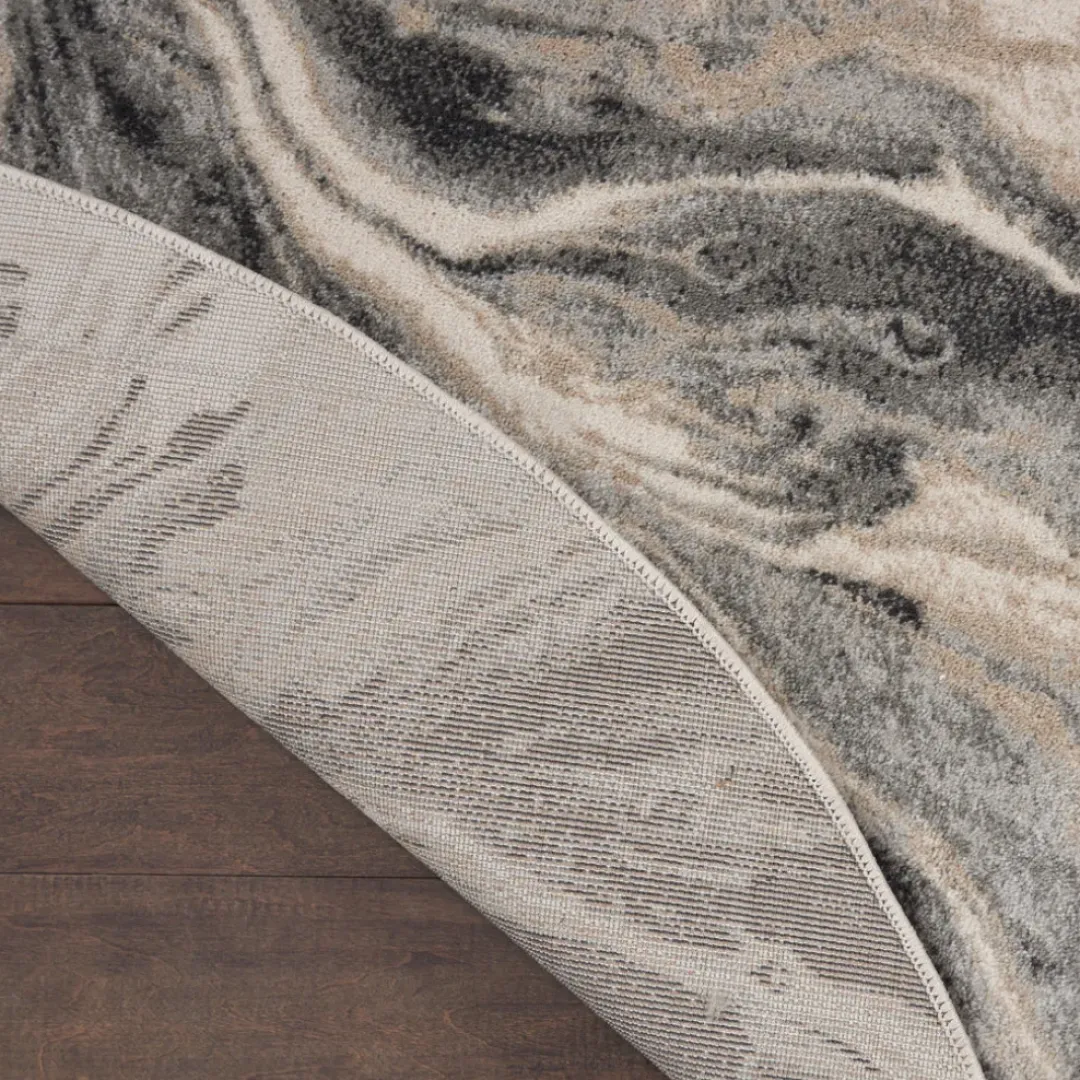 Inspire Me! Nourison Elegance Round Area Rug – Grey/Charcoal/Beige (3 Sizes) PILLOWS, RUGS, & THROWS Clearance
