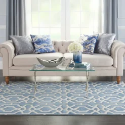 Inspire Me! Nourison Joli Area Rug – Blue/White (3 Sizes) PILLOWS, RUGS, & THROWS Discount