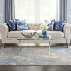 Inspire Me! Nourison Joli Area Rug – Ivory/Blue/Grey (3 Sizes) PILLOWS, RUGS, & THROWS Discount