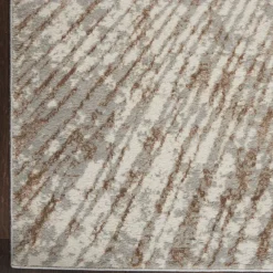Inspire Me! Nourison Metallic Abstract Area Rug Style 1 – Grey/Mocha (4 Sizes) Outlet