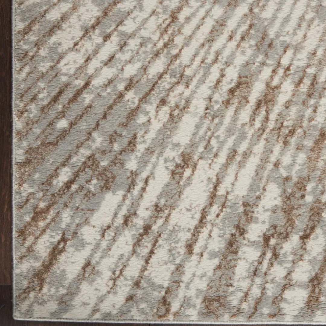 Inspire Me! Nourison Metallic Abstract Area Rug Style 1 – Grey/Mocha (4 Sizes) Outlet
