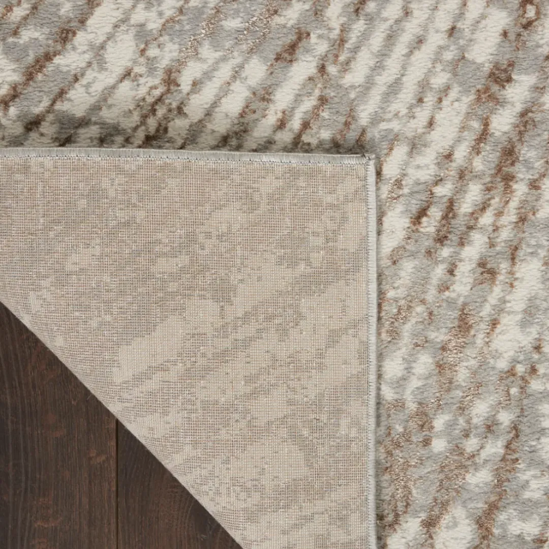 Inspire Me! Nourison Metallic Abstract Area Rug Style 1 – Grey/Mocha (4 Sizes) Outlet
