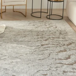 Inspire Me! Nourison Metallic Abstract Area Rug Style 2 – Grey/Mocha (4 Sizes) PILLOWS, RUGS, & THROWS Clearance