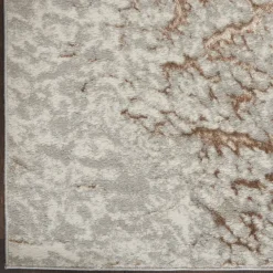 Inspire Me! Nourison Metallic Abstract Area Rug Style 2 – Grey/Mocha (4 Sizes) PILLOWS, RUGS, & THROWS Clearance
